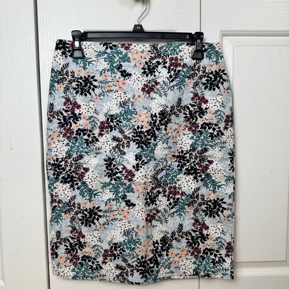LOFT Floral Print Skirt - Black, Green, Pink - Picture 1 of 5